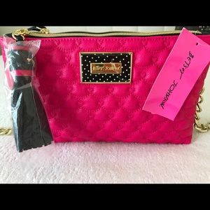 NWT Betsey Johnson purse pink and black